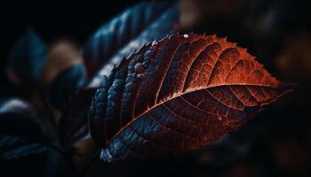 Vibrant autumn foliage on maple tree in forest, close up generated by AI photo