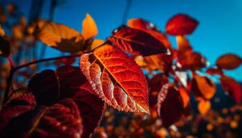 Vibrant autumn forest, multi colored leaves, organic beauty in nature generated by AI photo