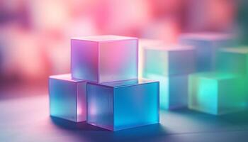 Futuristic cube shapes reflect success in digitally generated business designs generated by AI photo