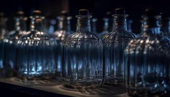 lujo lagar colección whisky y vino en vaso contenedores generado por ai foto