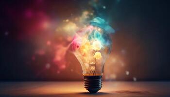 Electric lamp igniting bright ideas for innovative technology solutions generated by AI photo