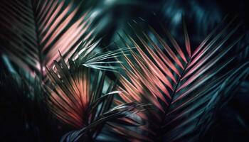 vibrante tropical follaje en resumen patrón, un naturaleza obra maestra generado por ai foto