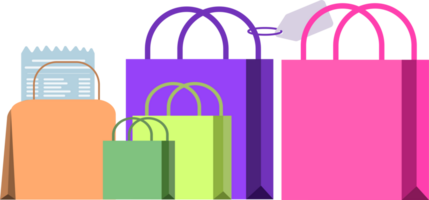 Shopping bags, online shopping. Marketing, spending money on purchases png