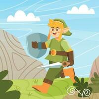 Knight Elf with His Sword and Shield vector