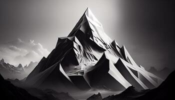 Mountain peak black and white snow covered landscape generated by AI photo