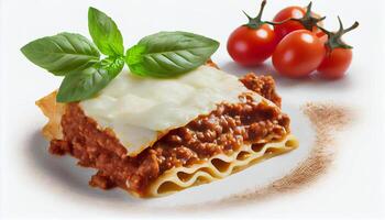 Fresco italiano lasaña con carne y vegetales generado por ai foto