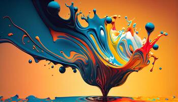 Abstract backdrop of multi colored ink waves flowing generated by AI photo