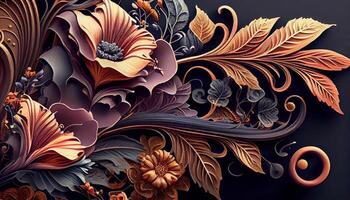 An ornate floral pattern background with elegant curves generated by AI photo