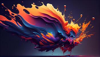 Abstract backdrop of flowing waves with multi colored splashes generated by AI photo