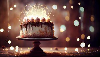 vela iluminado cumpleaños pastel dulce aroma hecho en casa bondad generado por ai foto