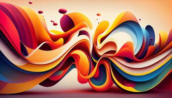 Smooth flowing wave illustration in vibrant multi colors generated by AI photo