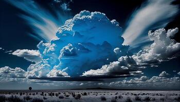 Nature beauty captured in dramatic sky and horizon generated by AI photo