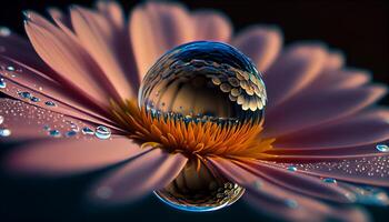 Fresh yellow daisy, single flower, close up beauty generated by AI photo