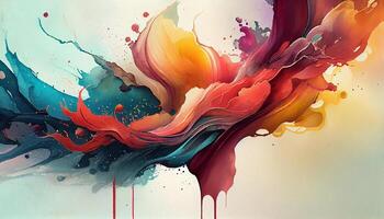 Abstract paint background with multi colored watercolor painting generated by AI photo