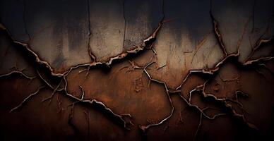 Old concrete building with weathered walls and rust , photo