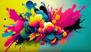 Abstract multi colored paint splashing celebration poster , photo
