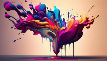 Abstract paint backdrop ink illustration of multi colored , photo