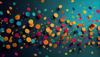Abstract celebration with multicolored backdrop and confetti pattern , photo