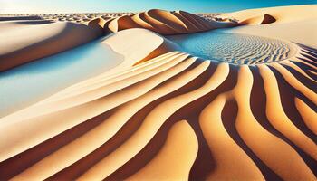 Sand dune landscape striped patterns arid climate , photo