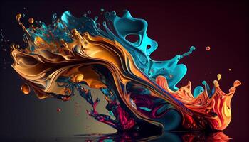 Abstract paint mixing creates colorful underwater wave pattern , photo