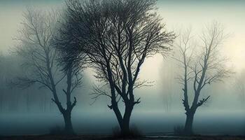 Silhouette of spooky tree conjures ominous mystery , photo