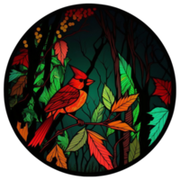 stained glass style bird, png