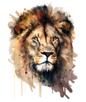 watercolor lion head, png