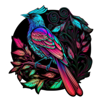 stained glass style bird, png