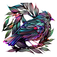 stained glass style bird, png