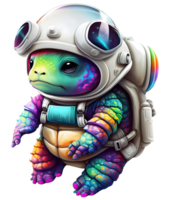 Tortuga vistiendo astronauta vestido, ai generativo png