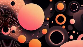 Abstract multi colored circle illustration with shiny curves , photo