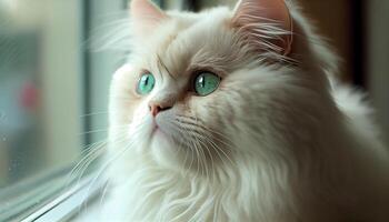 Cute domestic cat stares at camera outdoors , photo