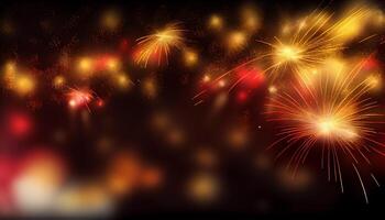 Celebration exploding with vibrant multi colored firework display , photo