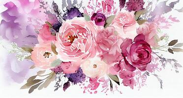 Pink bouquet, nature backdrop Flowers illustrate romance, plant blossoms , photo