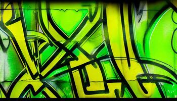 green and yellow graffiti pattern , photo