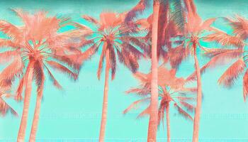 Tropical palm trees against a blue backdrop , photo