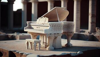 An ancient majestic piano leads outdoor performances , photo