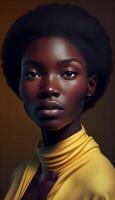 afro young adult woman exudes confidence , photo