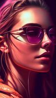 Young adult beauty in sunglasses exudes sensuality , photo