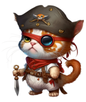 Pirate cat watercolor, png