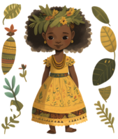 afrikansk svart flicka vattenfärg, ai generativ png