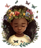 african black girl watercolor, png