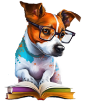 waterverf hond lezing boek, ai generatief png