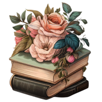 vintage floral livro isolado, ai generativo png