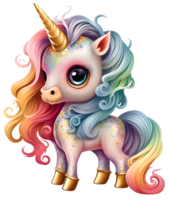 mignonne Licorne aquarelle, ai génératif png