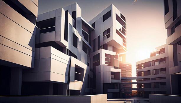 Futuristic architecture modern skyscraper glass window design , photo