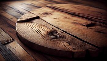 rústico madera dura tablón mesa en natural fondo ,generativo ai foto