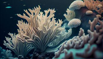 Underwater coral reef, fish create natural scenery , photo