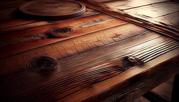 de madera mesa tablón con antiguo rústico diseño ,generativo ai foto