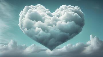 Fluffy heart shapes in blue sky, symbolizing love , photo